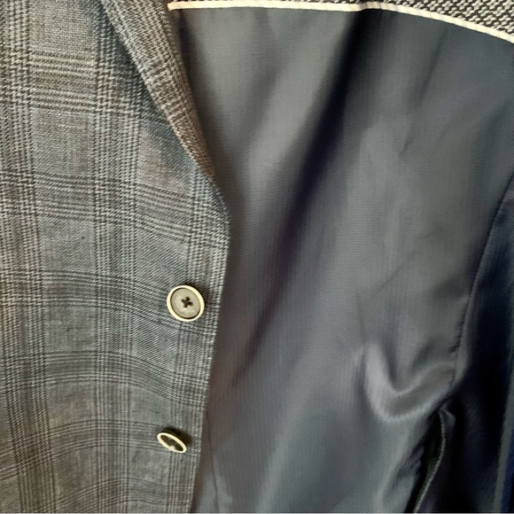 JOE Joseph Abboud Blue Glen Plaid Slim Fit Linen Sport Coat Blazer | Size 48L - Picture 5 of 12